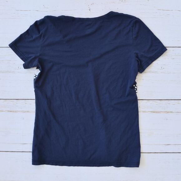 TORY BURCH Scoop Neck Polka Dot T-shirt Navy White - Picture 7 of 7